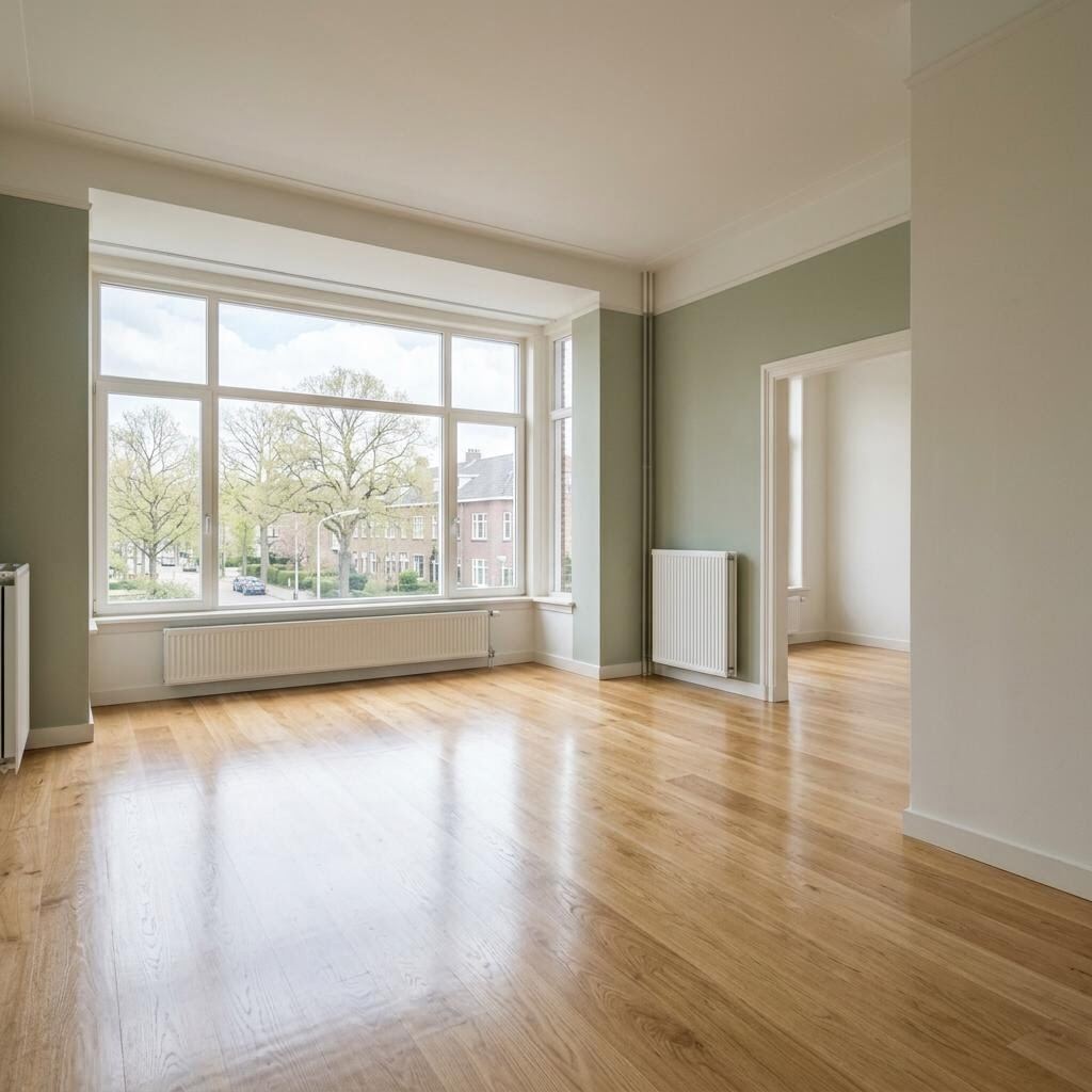 Empty bright apartment with polished floors